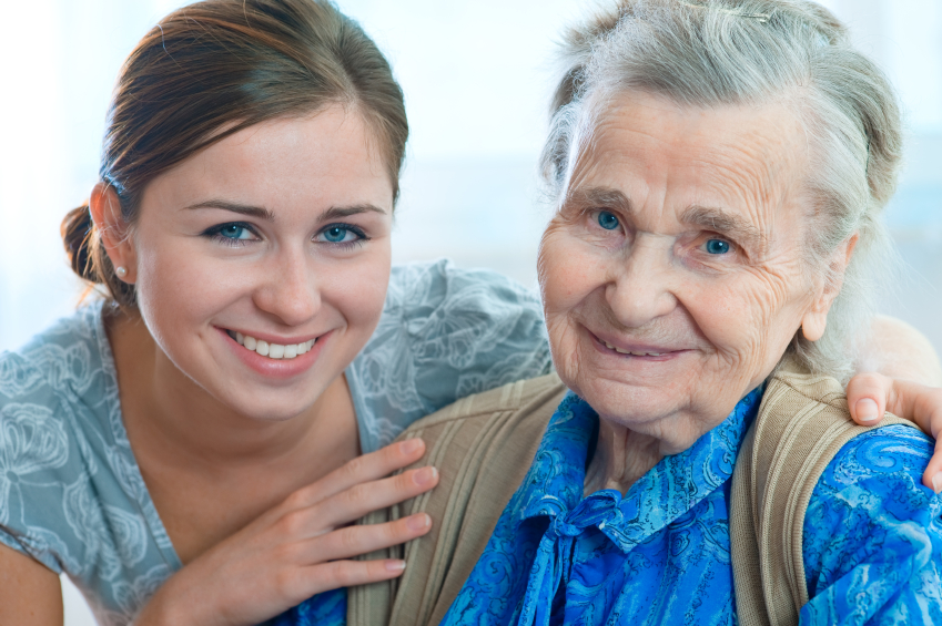 girl assisting elderly