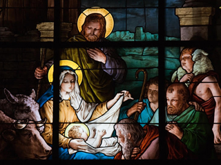 Stained glass nativity