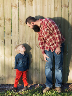 Father talking to son